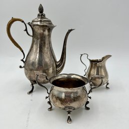 Antique STERLING SILVER 3-Piece Teapot Set