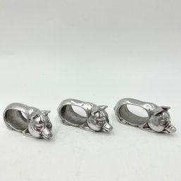 Set Of 3 Vintage Metal Pig Napkin Ring Holders - Made In India