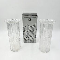 Pair Of 1970s Vintage Glass Bubble Vases By Willy Johansson For Hadeland Of Norway - Atlantic Series