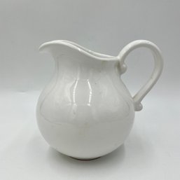 Beautiful Vintage Cote Table French Ceramic Pitcher - White