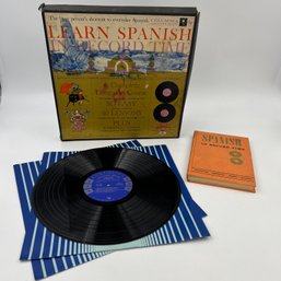 Vintage LEARN SPANISH IN RECORD TIME - 2 LP Vinyl Set And Book - Columbia Records