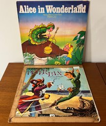 Pair Of Vintage Childrens Albums - PETER PAN, ALICE IN WONDERLAND, Kinderland And Diplomat Records