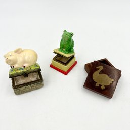 Set Of 3 Miniature Animal Pill / Jewelry Boxes