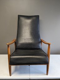 RARE Stylish Mid Century Modern Scandinavian Teak And Black Lounge Chair - MCM ($2,000 Retail)