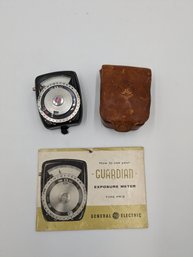 Vintage GE Guardian Pr-2 Exposure Camera Light Meter In Leather Case With Manual