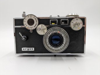 Vintage Argus C3 35mm Rangefinder Brick Camera With Case, Lens Shade, Adapter, & Manual