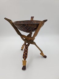 Unique Giraffe Themed Wooden Candy Dish Centerpiece