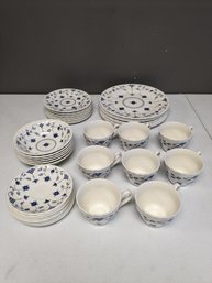 Finlandia (Swirl Rim, England) By CHURCHILL Dinnerware China Set Of Dishes - 37 Pieces ($300 Value)