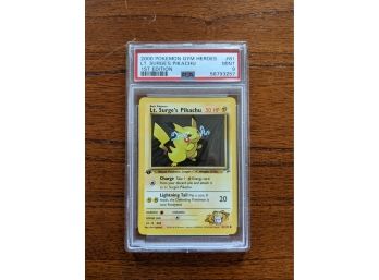 2000 Pokemon Card Gym Heroes Lt. Surge's Pikachu 1st Edition #81 - PSA 9