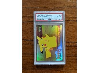 2000 Pokemon Card Topps Movie Edition Pikachu C'mon We Need Help Raibow Foil #53 - PSA 6