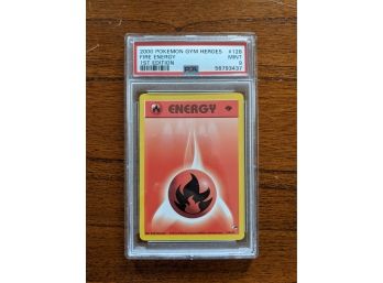 2000 Pokemon Card Gym Heroes Fire Energy 1st Edition #128 - PSA 9