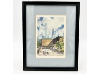 Framed Watercolor By Artist Cecile Johnson -  Lutheran School Of Theology, Chicago