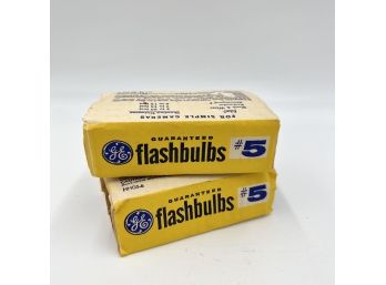 Two Unopened Boxes Of Vintage GE #5 Flashbulbs For Simple Cameras - 4 Bulbs Per Box