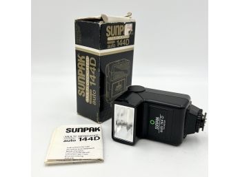 SUNPAK Auto 144D Thyristor Camera Mounted Flash With Original Box And Manual