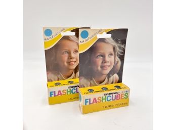 Two Unopen Boxes Of Vintage SYLVANIA Blue Dot Flashcubes - 3 Cubes / 12 Flashes Per Box