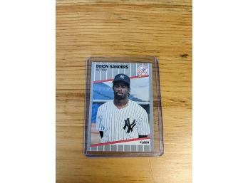 1989 Deion Sanders Fleer Update Baseball Card Rookie - New York Yankees