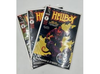 RARE!! HELLBOY #1 SIGNED By Creator/Artist Mike Mignola- Lot Includes Comics 1-3 SEEDS OF DESTRUCTION Series
