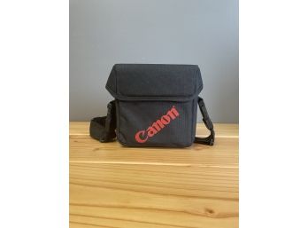 Vintage 1990s CANON Camera Bag W/ Shoulder Strap - Black W/ Red Logo - For Point & Shoot, SLR