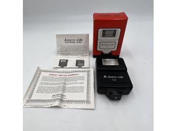 Vintage ANSCO-LITE F20 Electronic Camera Flash In Original Box W/ Paperwork