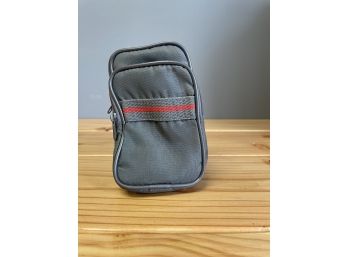 Small Canvas Camera Bag  Case - Grayish Black W/ Red Stripe