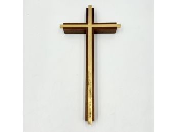 10 Inch Tall Minimalist Wood And Golf Metal Crucifix