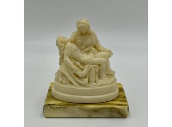 Miniature Replica Of Michelangelo's La Pieta Statue / Sculpture On Marble Base(4 Inch Tall)