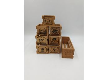 Small Decorative Wood Crates Lot (Cow Theme)