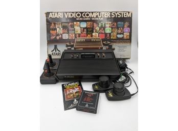 Vintage Atari Video Game Console With Controllers, Accessories & Box