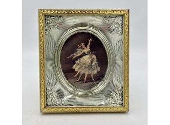 Vintage Carina Ballerina Shadowbox Framed Lithograph - Mid-Century Gold Metal Shadow Box