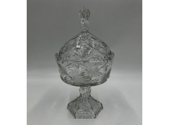 Wonderfully Ornate Crystal / Glass Pedestal Candy Dish With Lid