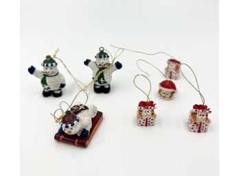 Set Of 7 Miniature Christmas Ornaments - GARFIELD And SNOWMEN