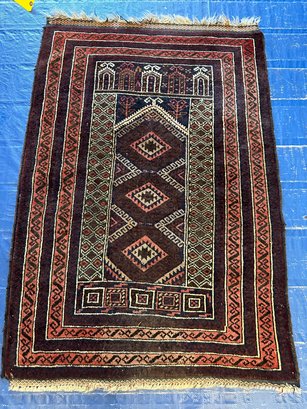 Hand Knotted Persian Balouch Rug 4x3.2 Ft.   #1030