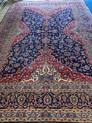 Hand Knotted Persian Kashan Rug 12.6x9.6 Ft. #1115
