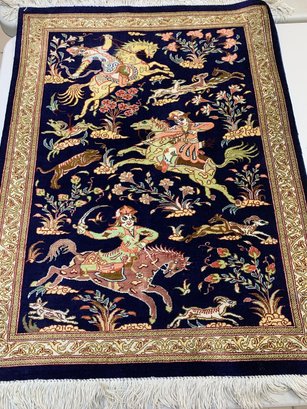 Hand Knotted Persian Silk Rug  2.10x1.11 Ft   #4679