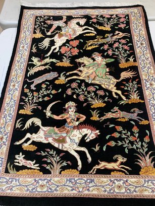 Hanf Knotted Persian Silk Rug 2.10x1.7 Ft   #4678