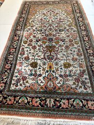Hand Knotted Persian Silk Qum Rug 4.5x2.6 Ft #1199