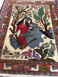 Hand Knotted Persian Sarouk Picture Rug  60'x29'.   #4835.