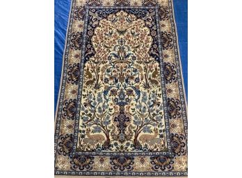 Fine Hand Knotted Silk&Wool Persian Esfahan 64'x38'.  #3268.