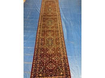 Hand Knotted Indo Tabriz Runner Rug 120'x28'.  #3373.