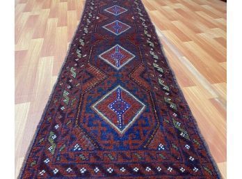 Hand Knotted Persian Balouch Rug 108'x24'.  #4377
