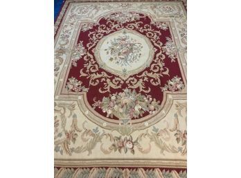 Hand Knotted Needlepoint Aubossan Design Rug 120'x96'.  #4401.