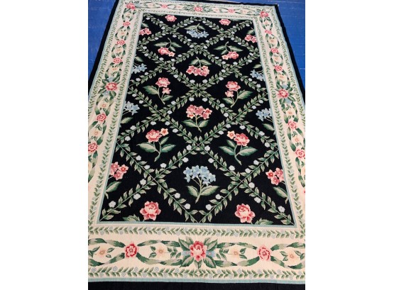 Hand Knotted  Needlepoint  Rug 108'x72'.  #3369.