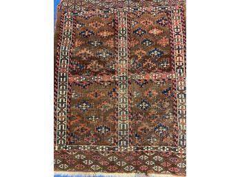 Antique Hand Knotted Persian Turkman Rug 50'x28'.  #4580.