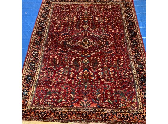 Antique Hand Knotted Persian Sarouk Rug  72:x48'.  #4689