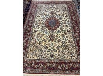 Very Fine Hand Knotted Persian Esfahan Rug 84'x60'.  #4633