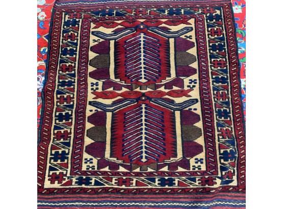 Hand Knotted Afghan Rug 60x36'.  #4686.
