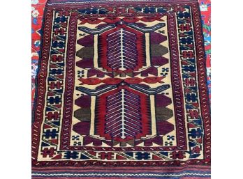 Hand Knotted Afghan Rug 60x36'.  #4686.