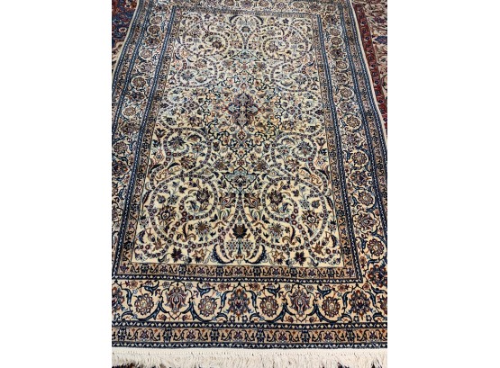 Fine Hand Knotted Silk&Wool Persian Nain Rug  96'x72'.  #2776