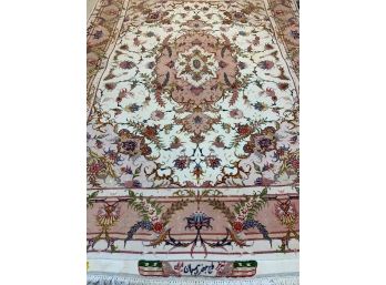 Hand Knotted Silk&Wool Persian Tabriz Rug  84'x60'. #3219
