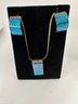 Sterling Silver Opal Pendant And Chain And Earrings